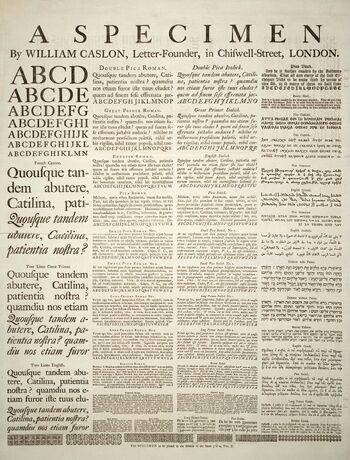Caslon-schriftmusterblatt