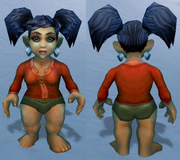 Red Linen Shirt, Snow Background, Gnome Female