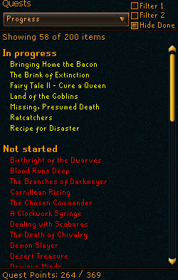Quest List Sorted by Progress