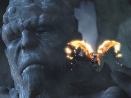 Kratos sobre Pegaso frente a Tifon
