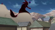 El Clon de Kurama destruyendo al Pueblo Hacho