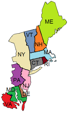 Provincial map of the New England Republic