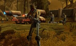 Black Death speeder and droids
