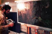 Chris Evans painting the Genesis cave