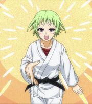 Nabeshima in her judo uniform