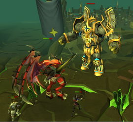 Saradominist colossus fighting
